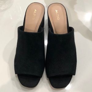 Also Black Open Toe Mules